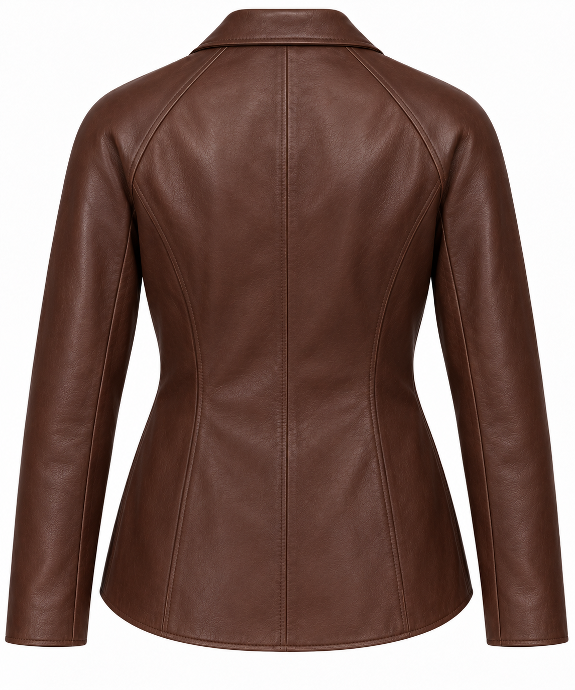 W037 brown leather jacket back view