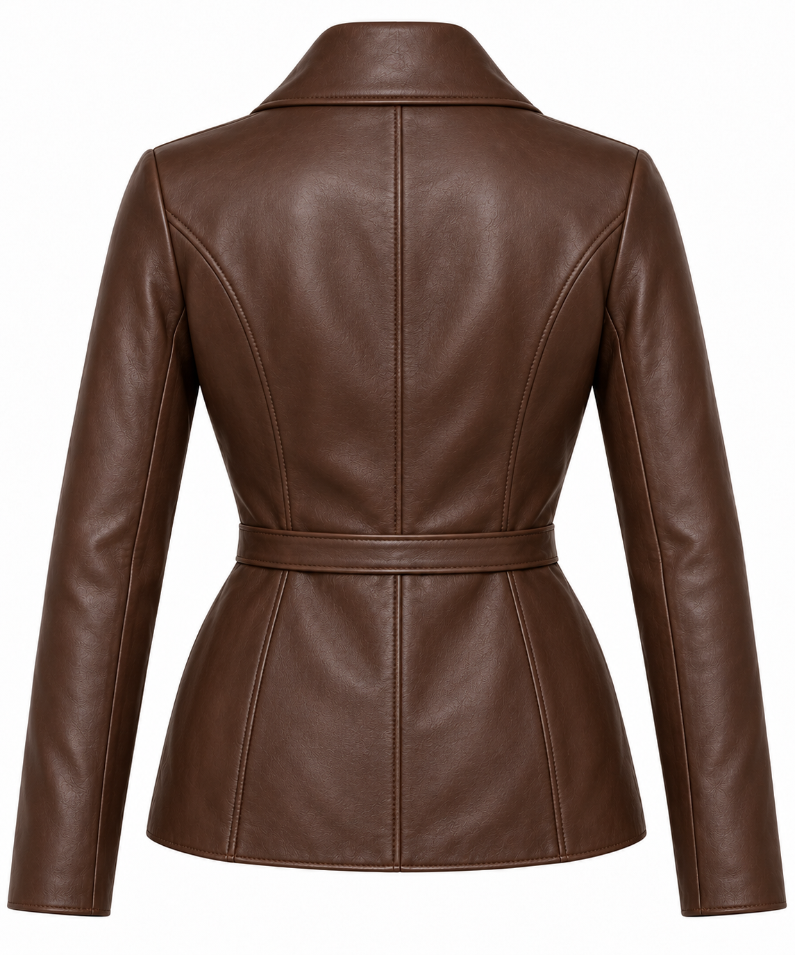 W041 brown leather jacket back view