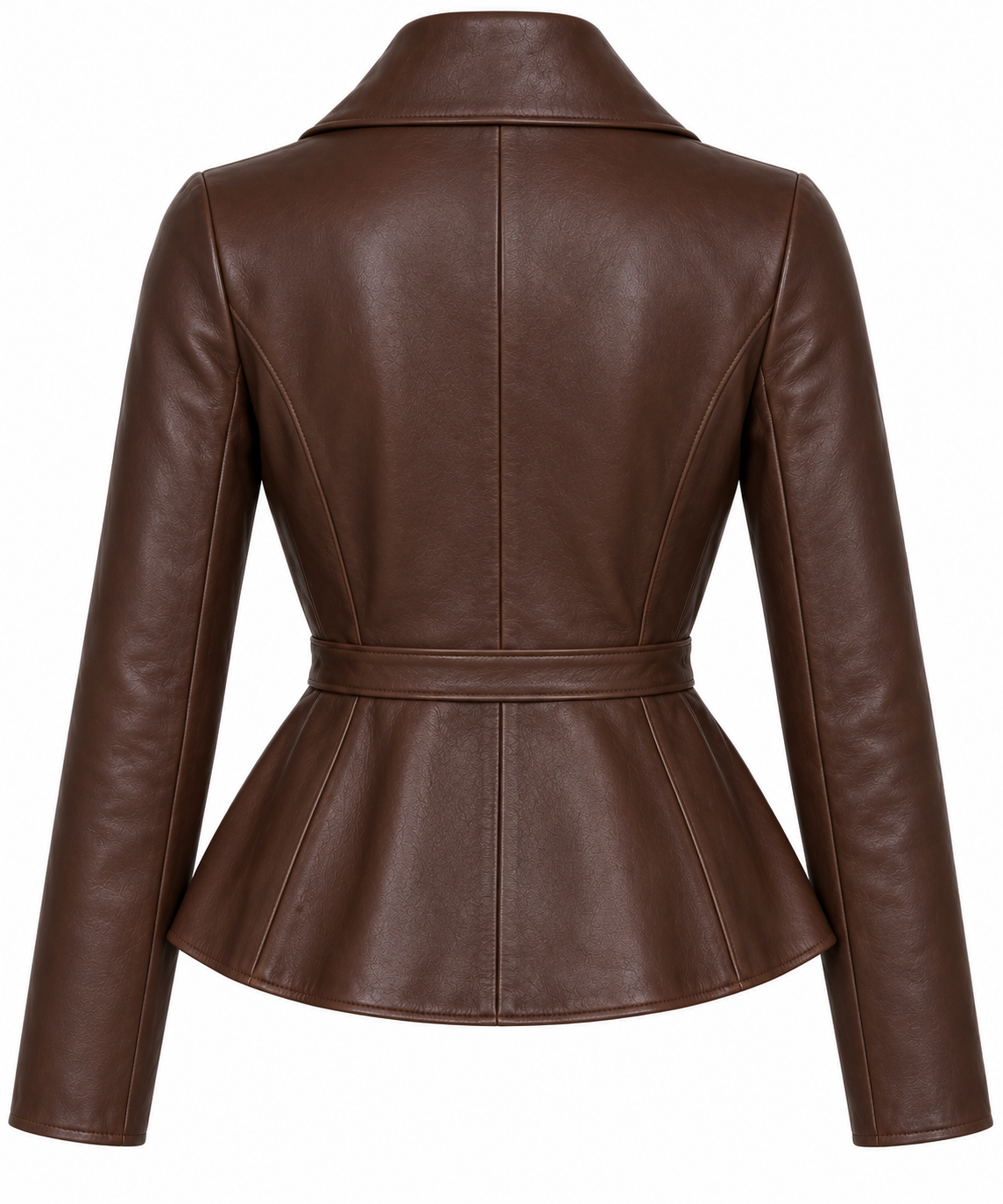 W042 brown leather jacket back view