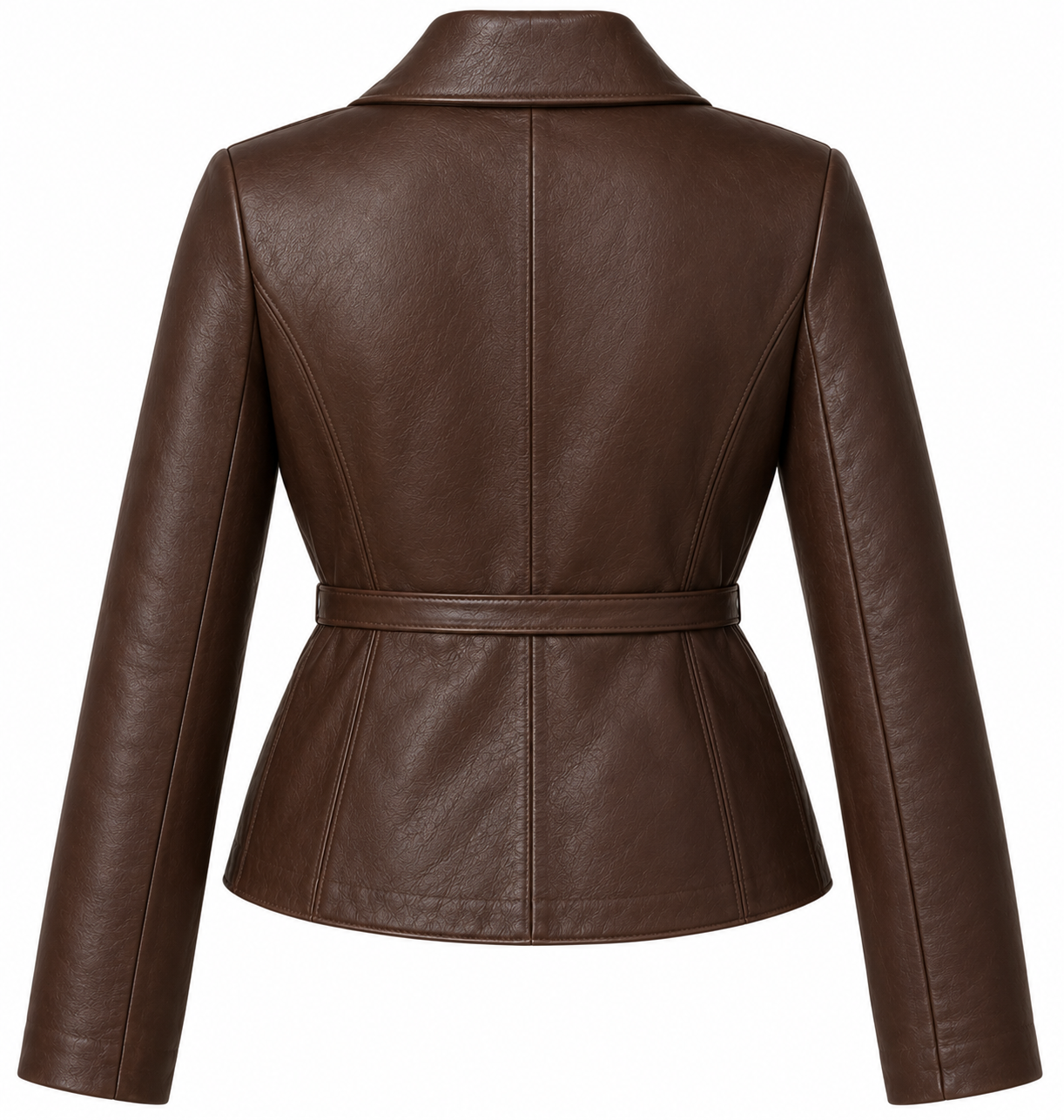 W043 brown leather jacket back view