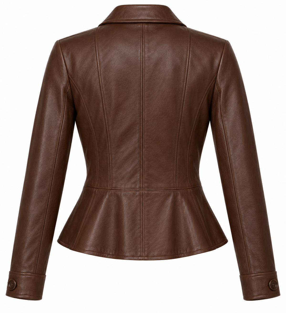 W062 brown leather jacket back view