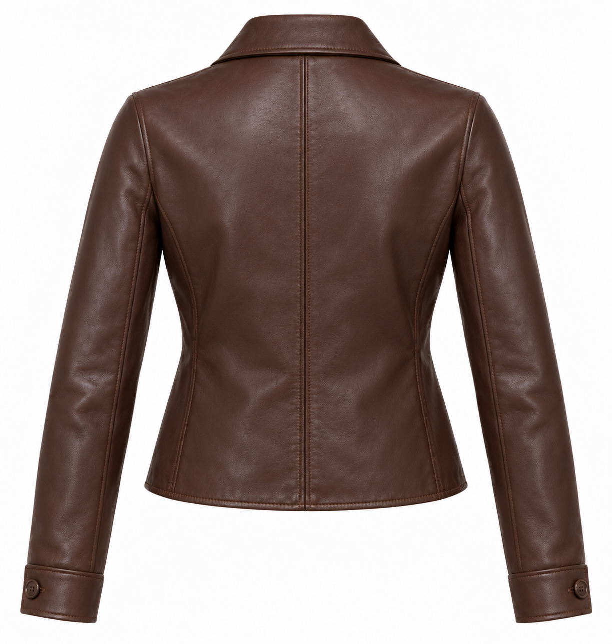 W063 brown leather jacket back view