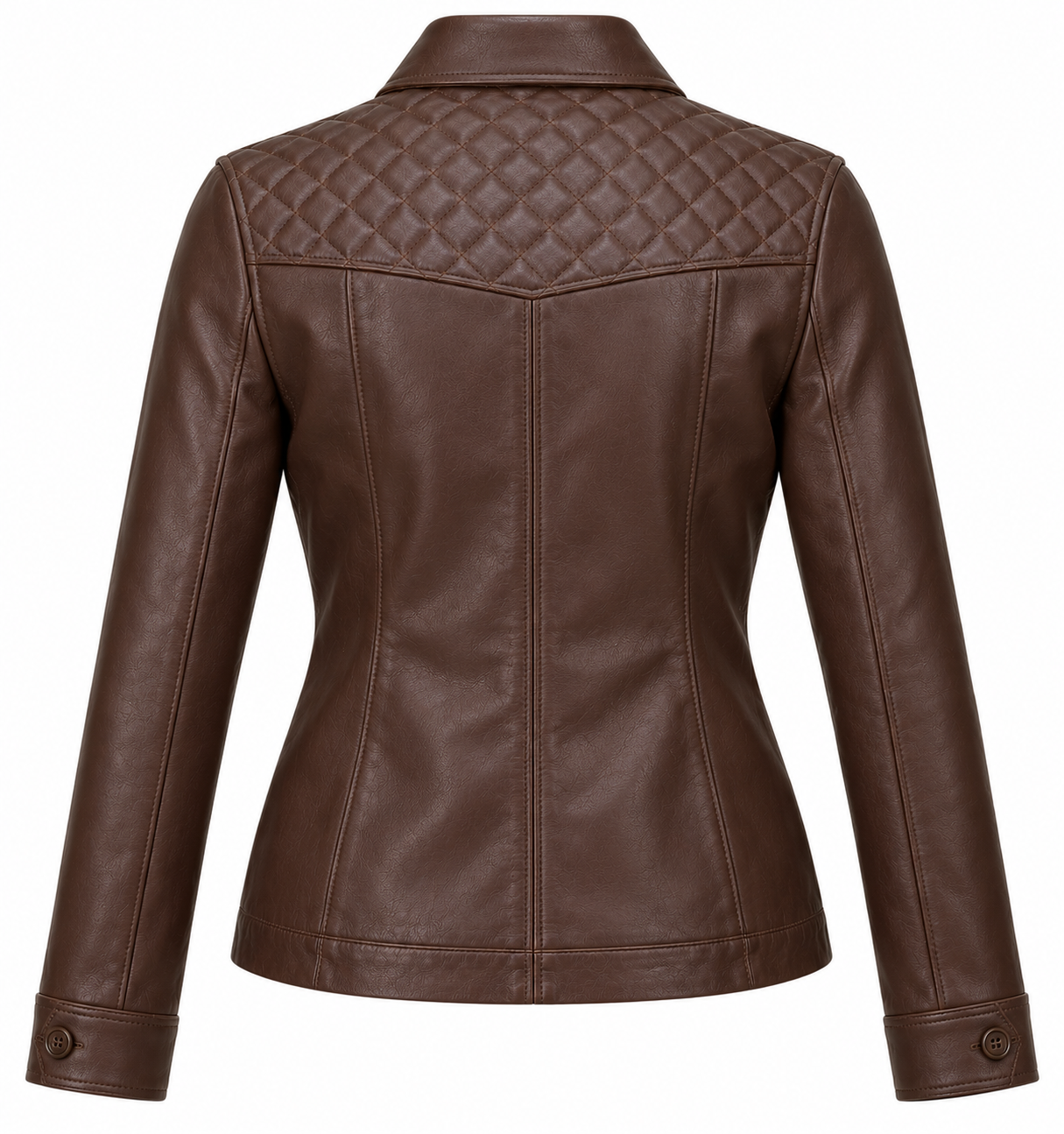 W064 brown leather jacket back view