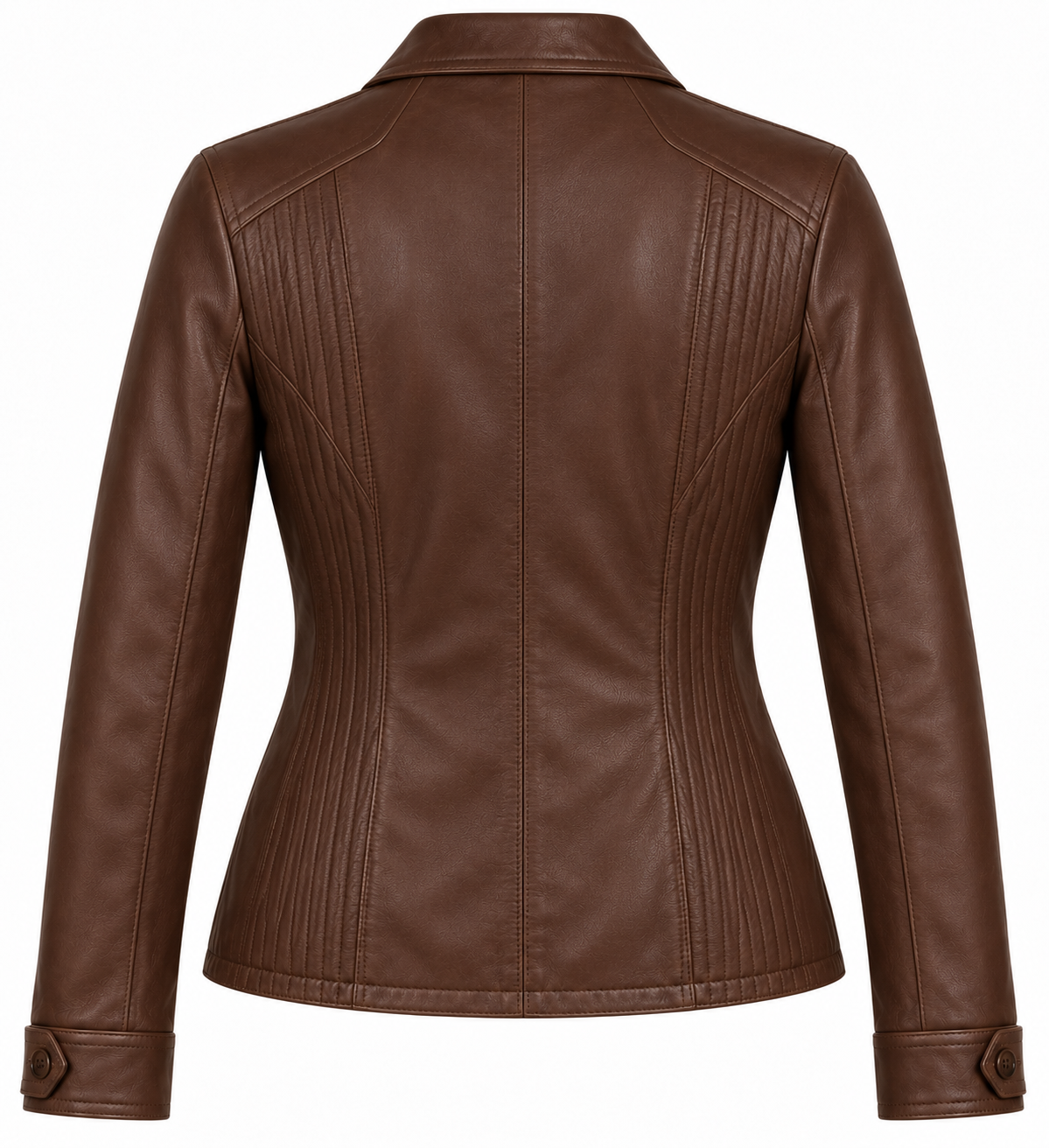 W065 brown leather jacket back view