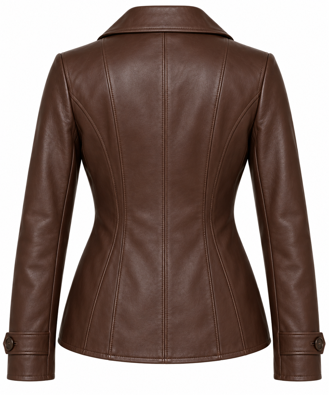 W071 brown leather jacket back view