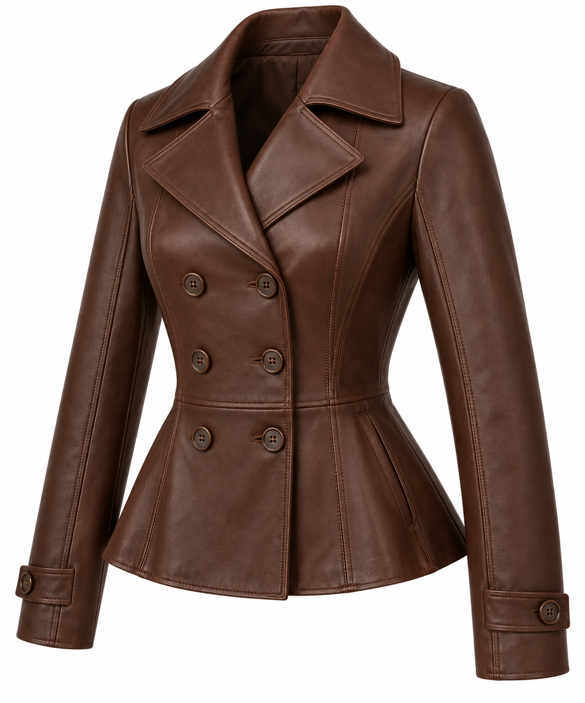W072 brown leather jacket angle view