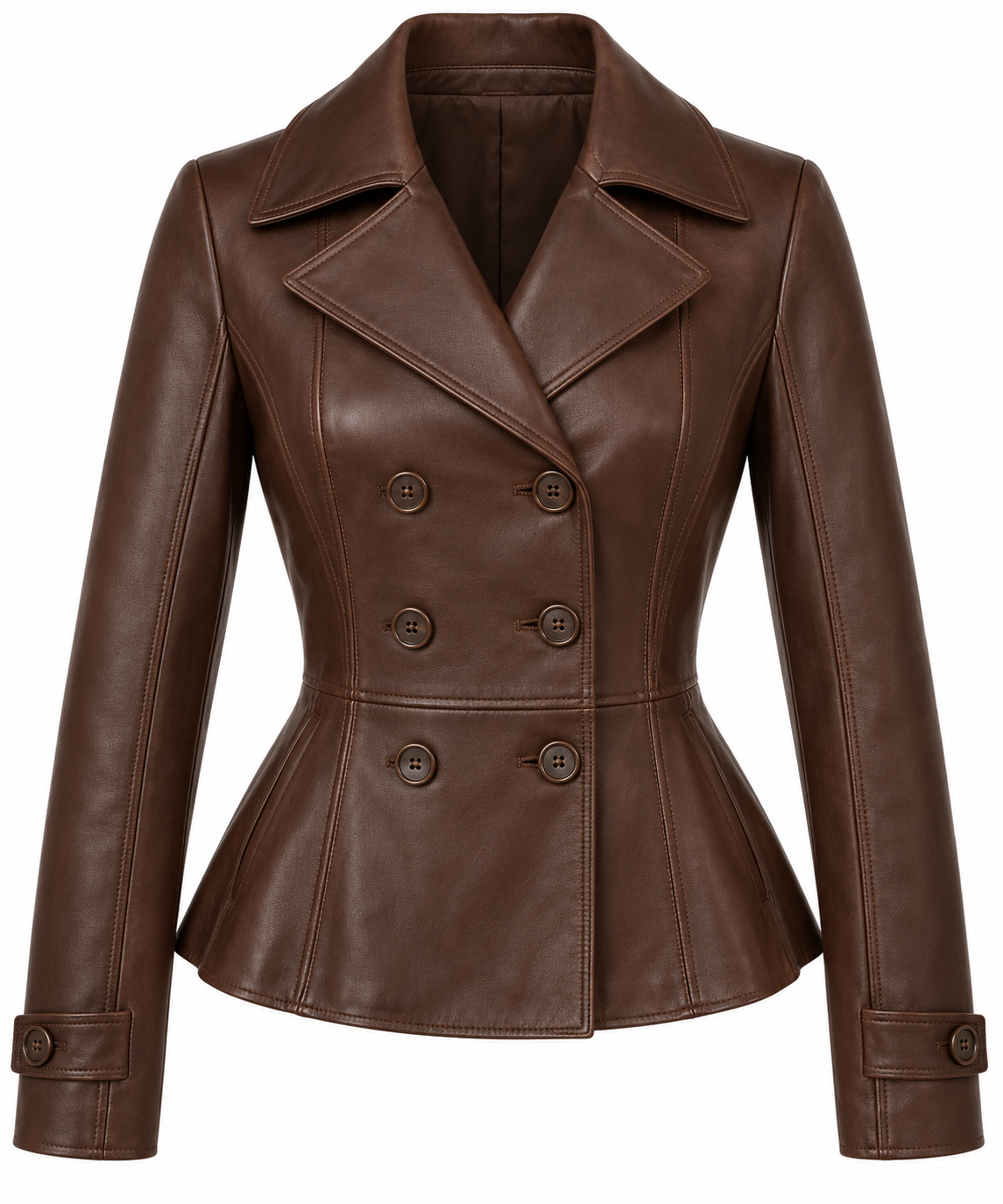 W072 brown leather jacket front view