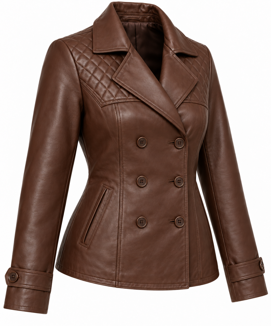 W074 brown leather jacket angle view