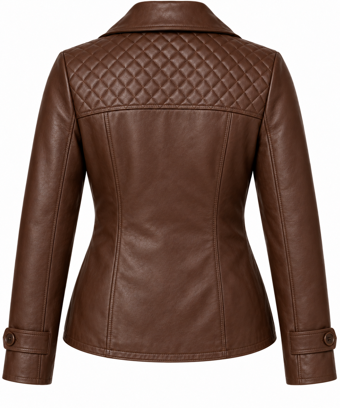 W074 brown leather jacket back view