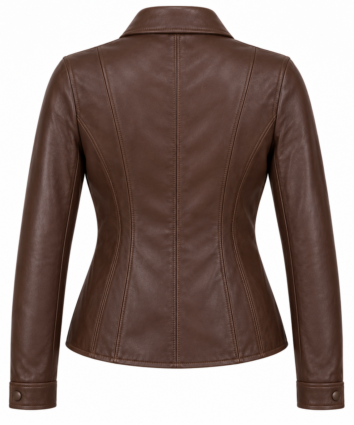 W091 brown leather jacket back view