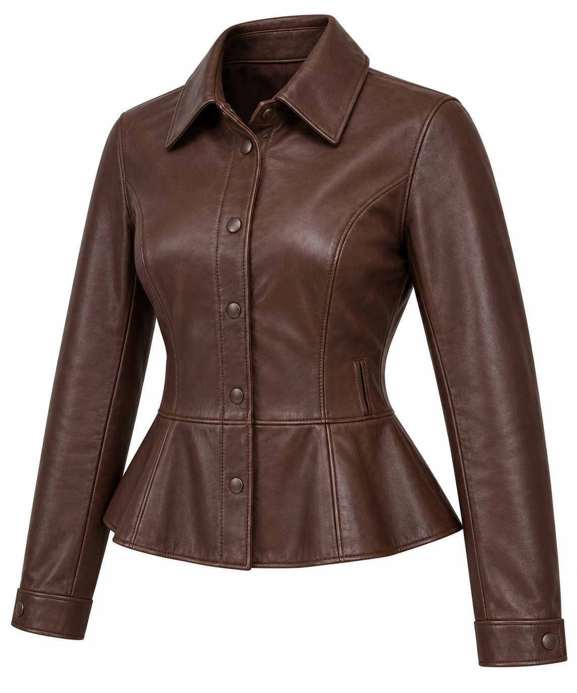 W092 brown leather jacket angle view