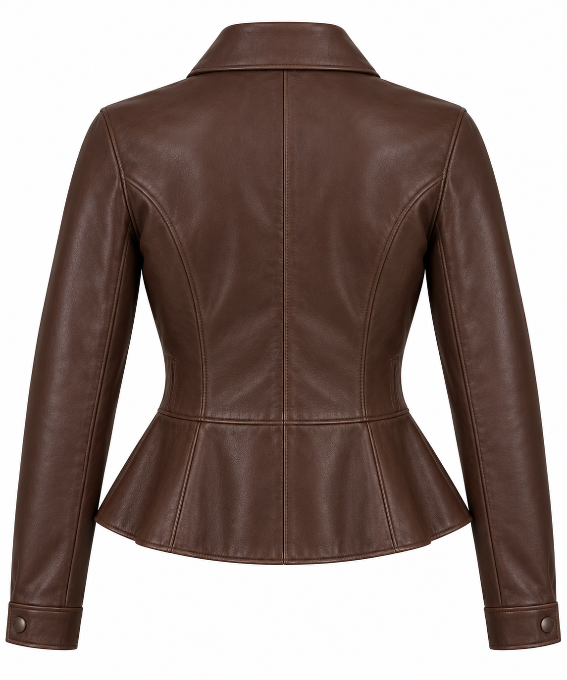 W092 brown leather jacket back view