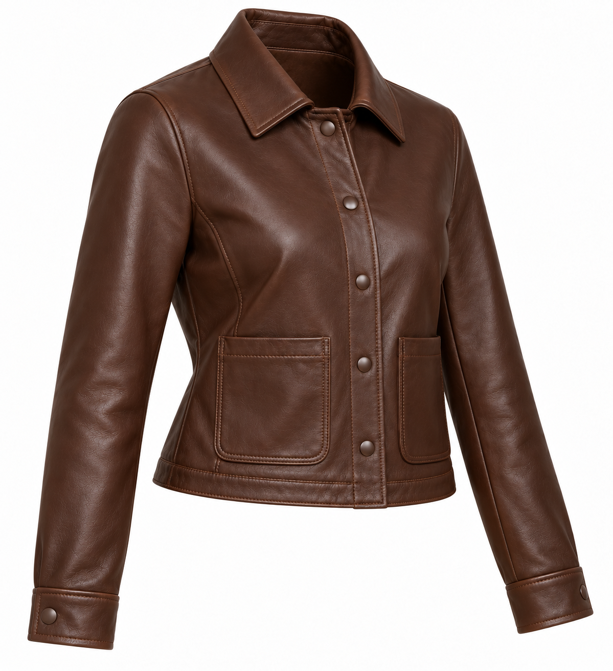 W093 brown leather jacket angle view