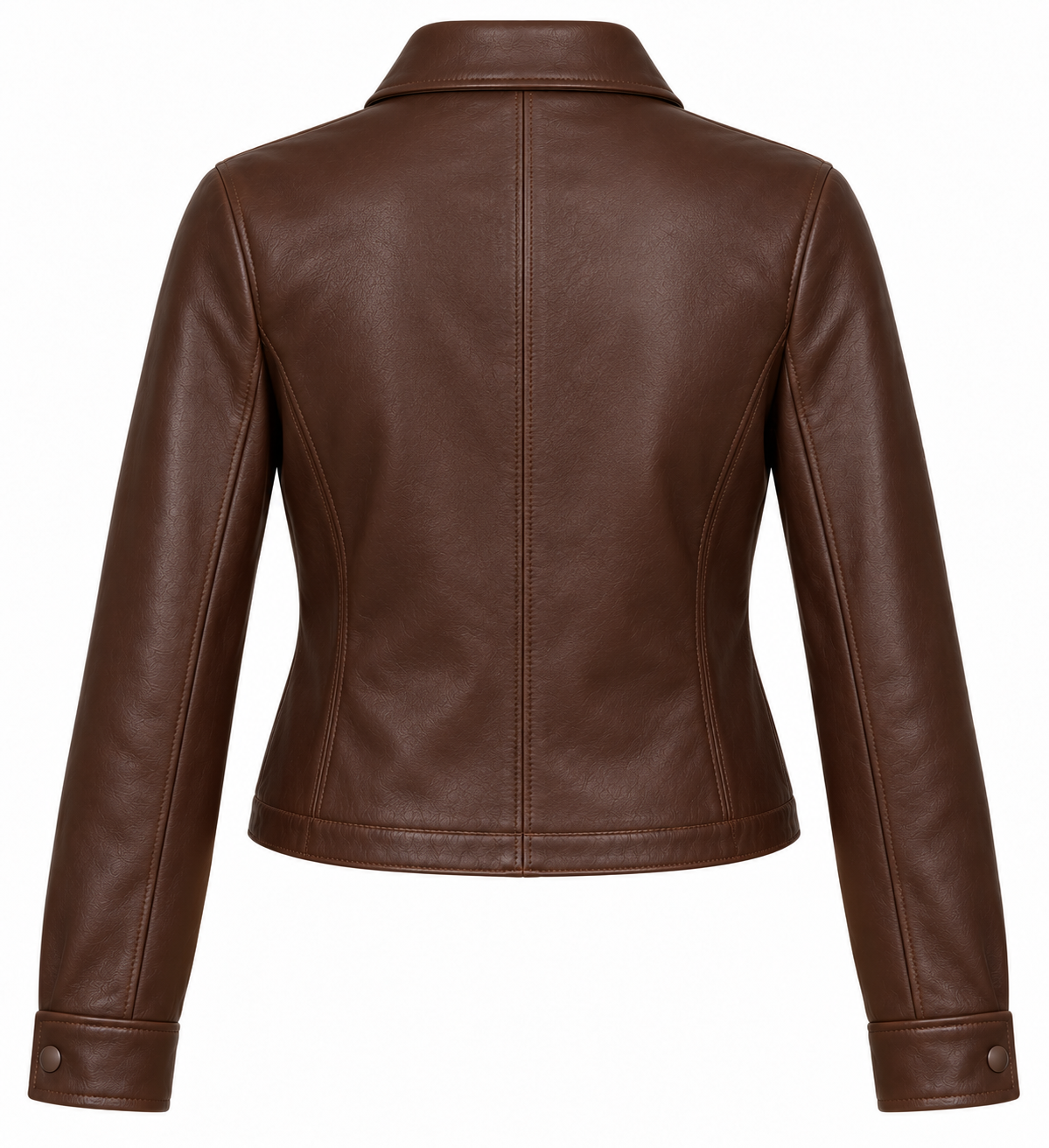 W093 brown leather jacket back view