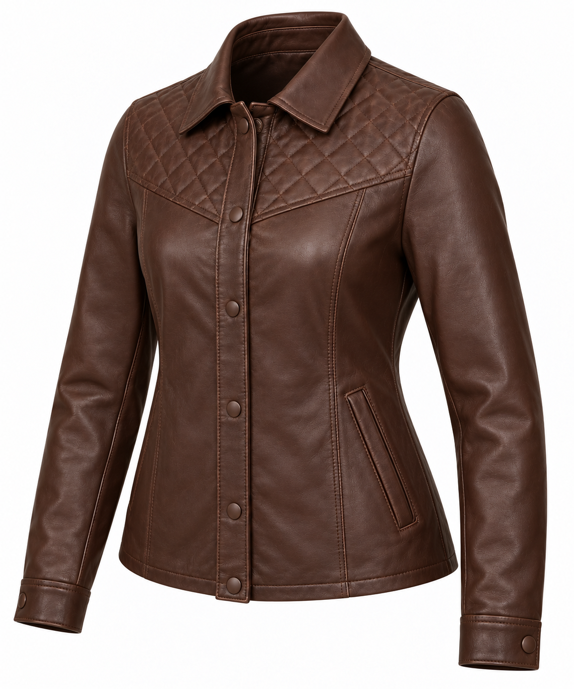 W094 brown leather jacket angle view