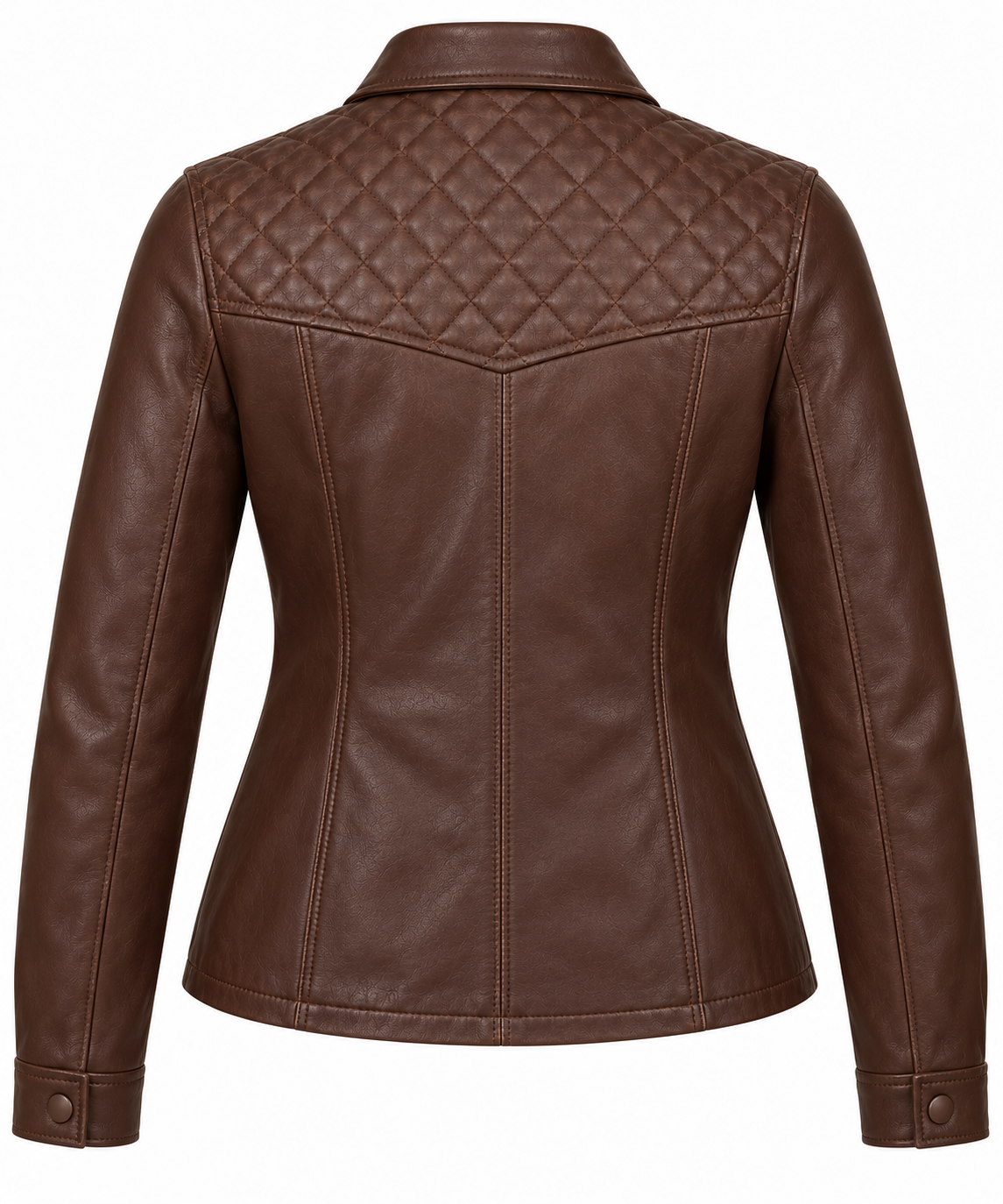 W094 brown leather jacket back view